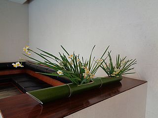 いけばな作品・水仙・器 青竹