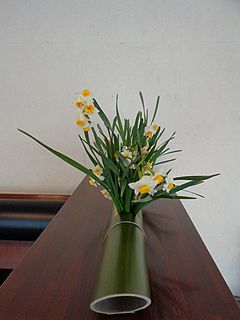 いけばな作品・水仙・器 青竹