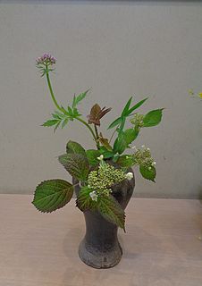 投入作品・山紫陽花、鹿の子草、虎杖、稚児百合、笹